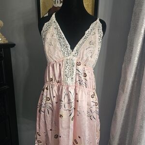 SHEIN Pink and White Lace Chemise